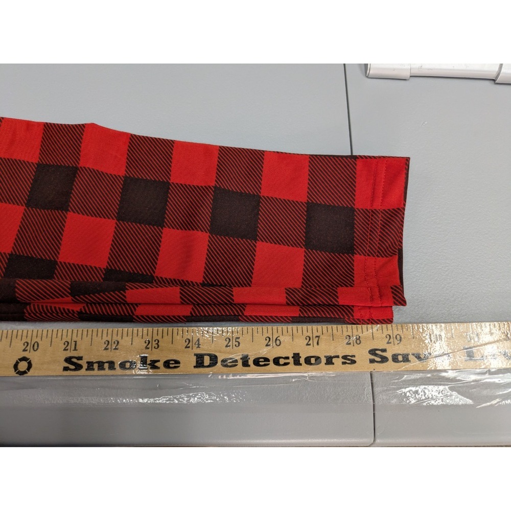 Red Buffalo Plaid Print Womens Maternity Medium Leggings Casual Comfy Stretch - Picture 6 of 7